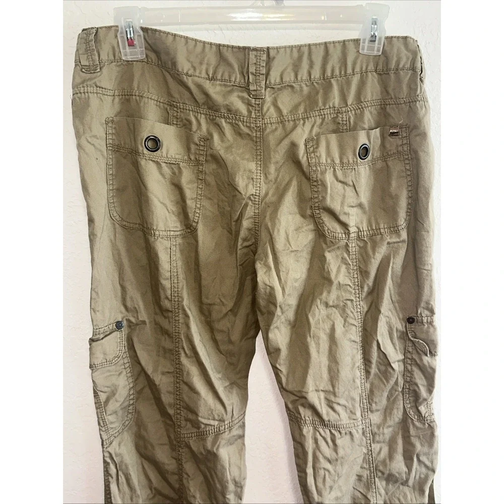 UNION BAY Womens Lightweight Cargo Pants Sz 17 M Brown Drawstring Tactical C21